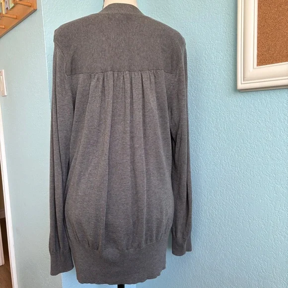 Banana Republic Gray Tie-Front Deep V Sweater Sz. XL (1) - Picture 7 of 11